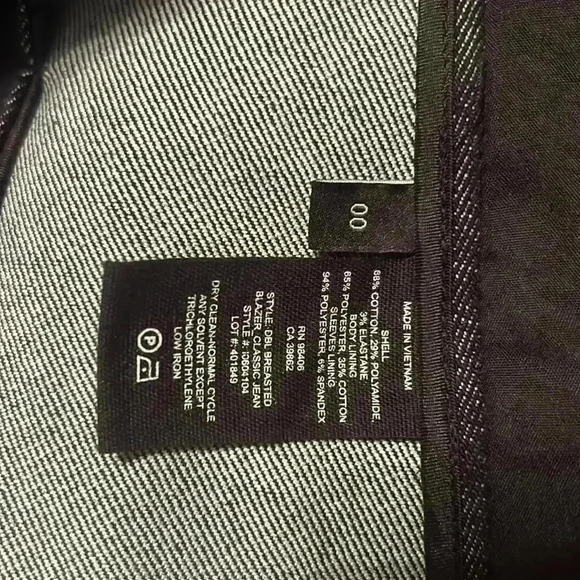 🔥🔥 NWOT Theory Double Breasted Deadstock Denim Coat Blazer Dark Blue 00 Jacket - Picture 12 of 16